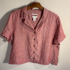 Linen Button down Short sleeve top